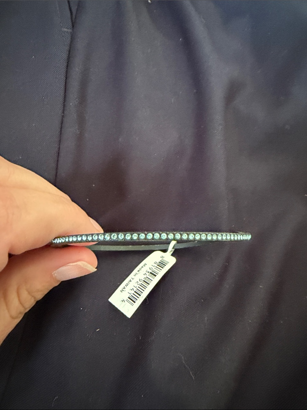 Brighton Black Barrette with Aqua Crystal Row